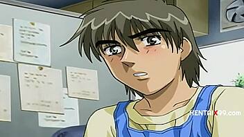 Weak boy overwhelmed by milf pussy in hentai