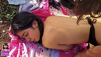 petite girl flashes in forest anime setting