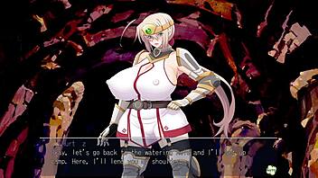 Horny heroine Ingrid in ep 2 teases her huge tits playfully. 😏