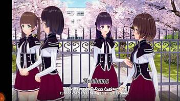 Anime hentai blowjob in devil academy parody