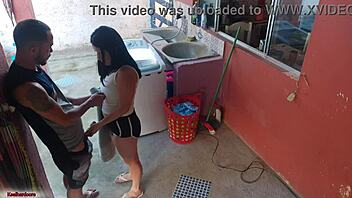 the boss left and the maid couldn't resist my erect presence