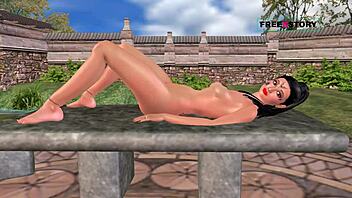 Cute Indian girl masturbates with carrot in 3D anime.