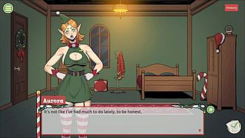Naughty elf and Santa's wife in 3D hentai game