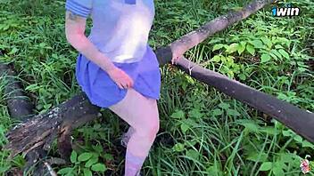 Creampie in forest for cutie by stranger pov, huh?