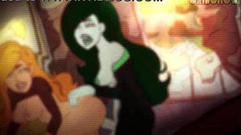 Kim Possible and Shego in a cartoon anime crossover