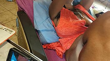 conversational ebony milf bangs hard in rough country hood action