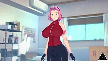 sakura and naruto have uncensored sex in koikatsu anime scene
