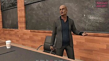 Blonde lesbian tries first blowjob in wild classroom scene. Hentai action heats up fast.