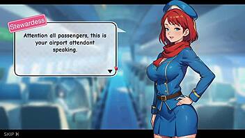 Honeysun gameplay begins with redhead stewardess.