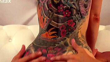 Aylin Tattoo gets a sweaty workout with her personal trainer, featuring missionary and doggystyle cum.