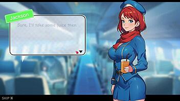 Honeysun gameplay begins with redhead stewardess.