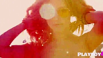 petite blonde milf performs striptease and dances solo outdoors 😍