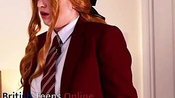 Red hair beauty, British college girl, tight pussy fuck
