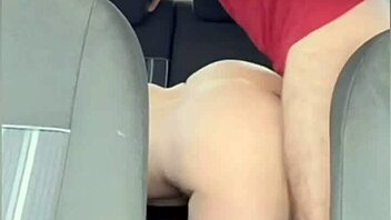 Intense car sex leads to a messy swallow