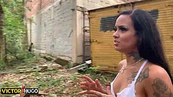 a tattooed young woman meets a stranger in the forest after smoking a joint and they end up having passionate sex together