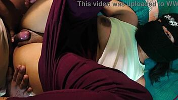 Cheating Asian Wife Fucks Lover In Bed While Husband Works