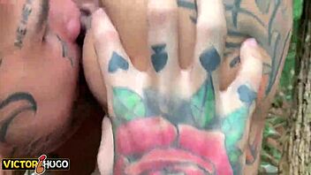 a tattooed young woman meets a stranger in the forest after smoking a joint and they end up having passionate sex together