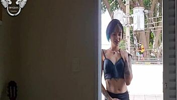 Hey, wanna join a hot menage with the neighbor spying from the balcony?