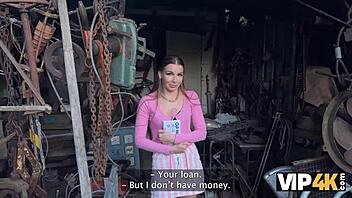 Vip4k enticing encounter in the garden with debtor in leather lingerie