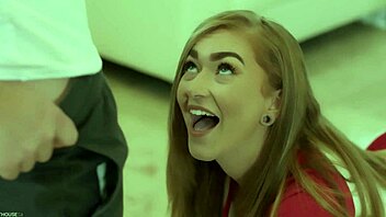 Latina milf in lingerie and heels gives footjob to big tits whore