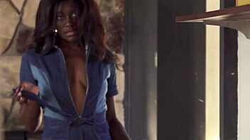 Petite black beauty strips naked to reveal her charms