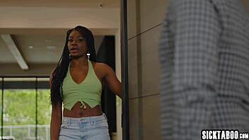 Nicole Kitt, that petite black babe, dives into muff and gets her revenge with hardcore blowjob and pussy licking.