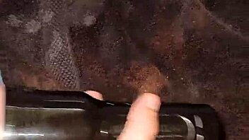 guy strokes monster cock with fleshlight and cums hard