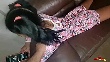 Pretty Thai stepdaughter in nightwear