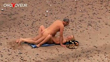 Older guy bangs hot milf on beach shore