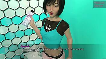 3D porn game with blonde teen getting a cum shower