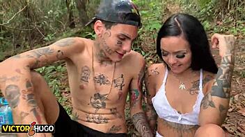a tattooed young woman meets a stranger in the forest after smoking a joint and they end up having passionate sex together