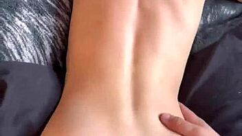 Intense creampie with skinny German MILF standing.