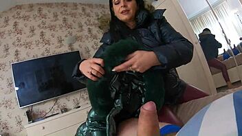 milfycalla gives deep blowjob in fur hooded puffer jacket
