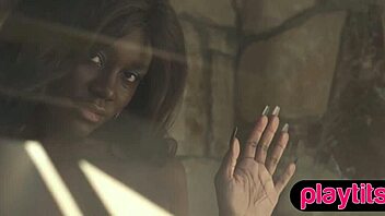 Petite black beauty strips naked to reveal her charms