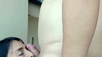 Uniformed latina gives godly blowjob in office