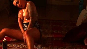 Oiled Latina Performs Striptease With Clothes Ripped And Kissing