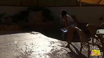 I had fun with three beautiful lesbian friends using a double ended dildo on the couch