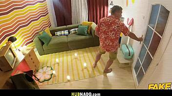 Halloween ritual with monster cock, big tits, and ass in fishnets