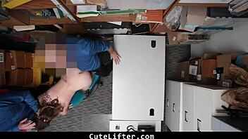 Hardcore group sex with teen in backroom office punishment