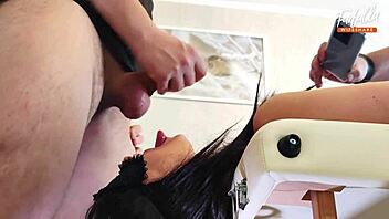 Wife giving double blowjob with cum in mouth! 😏