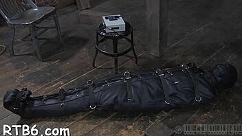 Bondage and ball licking in a hardcore BDSM game with an Maledom domination theme