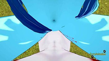Kinky glaceon gets a rough boobjob and creampie