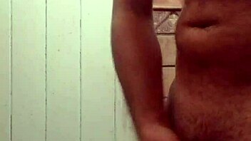 Solo boy strokes himself in bathroom session