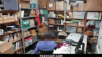 Pervcop punishes young teen for shoplifting and giving a blowjob