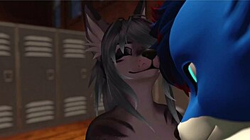 Horny alpha wolf uses slutty girl for oral and cowgirl riding in VRChat gym