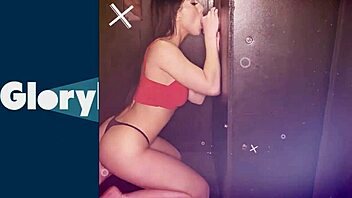 Big-boobed mature beauty gets covered in cum while getting a glory hole blowjob