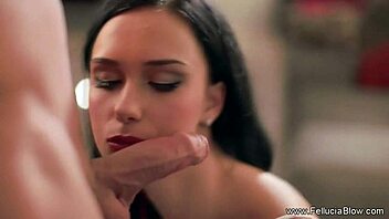 Lovely Brunette Sucks and Swallows Cock Lively