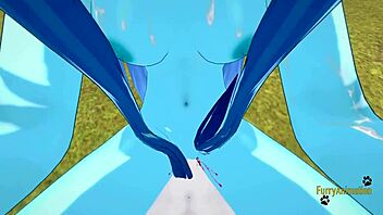 Glaceon gets a rough boobjob and creampie from Cinderace in this Pokemon hentai.