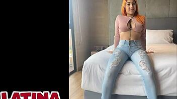 Latina casting session convinces tiny 18+ beauty for first video