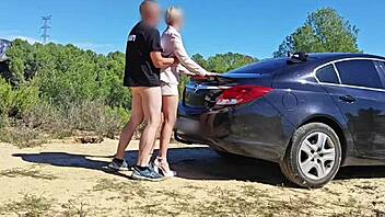 Sexy Blonde Bent Over Naked In Public Outdoors For Doggy Style Sex